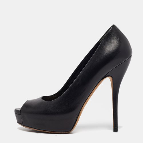 Leather Platform Peep Toe Pumps Size 37 - Gucci - Modalova