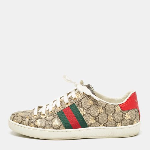 Gucci Beige/Brown GG Supreme Canvas Ace Bee Low Top Sneakers Size 38 - Gucci - Modalova