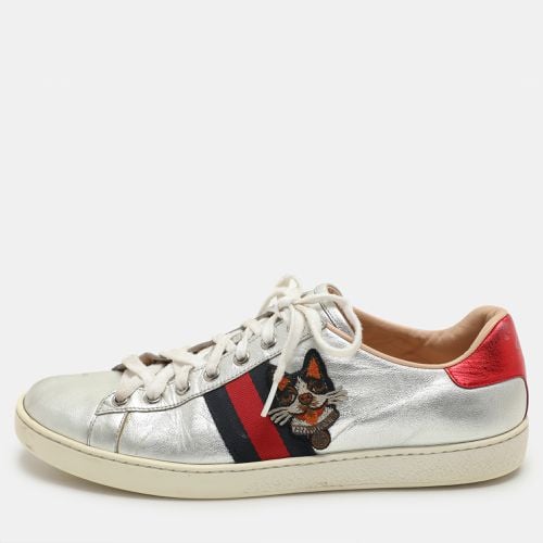 Gucci Silver Leather Ace Low Top Sneakers Size 39.5 - Gucci - Modalova