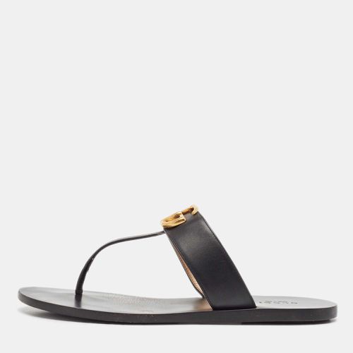 Gucci Black Leather GG Marmont Thong Flat Sandals Size 37 - Gucci - Modalova