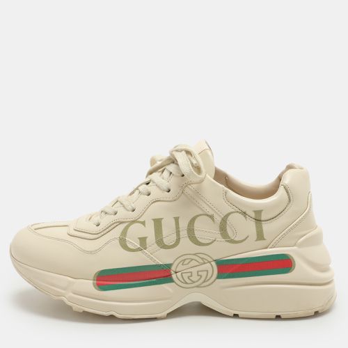 Gucci Cream Leather Rhyton Lace Up Sneakers Size 37.5 - Gucci - Modalova