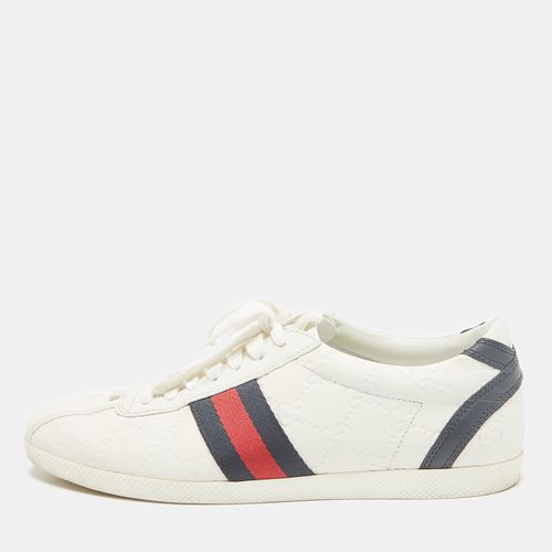 Gucci White Guccissima Leather Web Detail Low Top Sneakers Size 37 - Gucci - Modalova