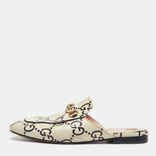 Gucci Cream/Black Leather Ghost Princetown Flat Mules Size 39 - Gucci - Modalova