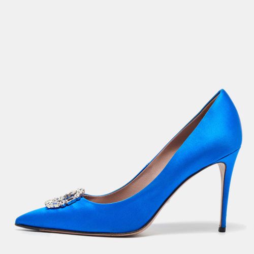 Satin Crystal Embellished Interlocking G Pumps Size 39 - Gucci - Modalova