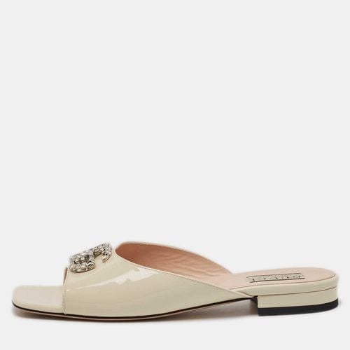 Gucci Cream Patent Leather GG Crystal Embellished Mules Size 39 - Gucci - Modalova