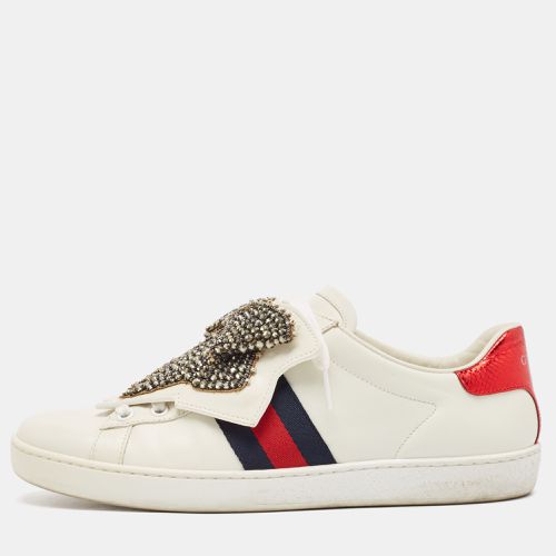 Gucci White Leather Ace Bow Patch Sneakers Size 38.5 - Gucci - Modalova