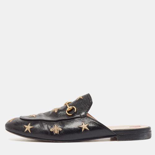 Gucci Black Leather Bee And Star Embroidered Princetown Mules Size 41 - Gucci - Modalova