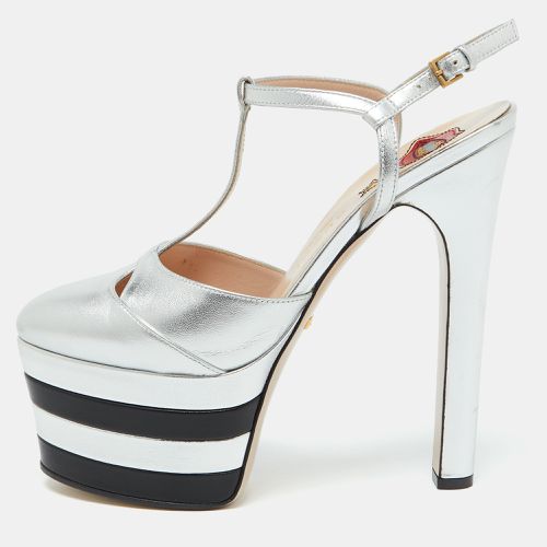 Gucci Silver Leather Angel T-Strap Platform Sandals Size 37 - Gucci - Modalova