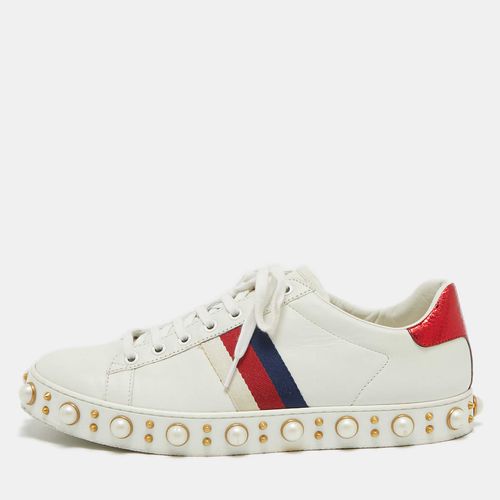 Gucci White Leather Web Ace Low Top Sneakers Size 41 - Gucci - Modalova