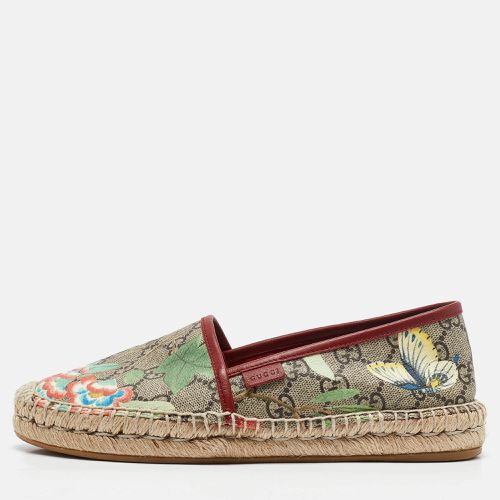 Gucci Beige/Brown GG Supreme Canvas Tian Print Espadrille Flats Size 37.5 - Gucci - Modalova