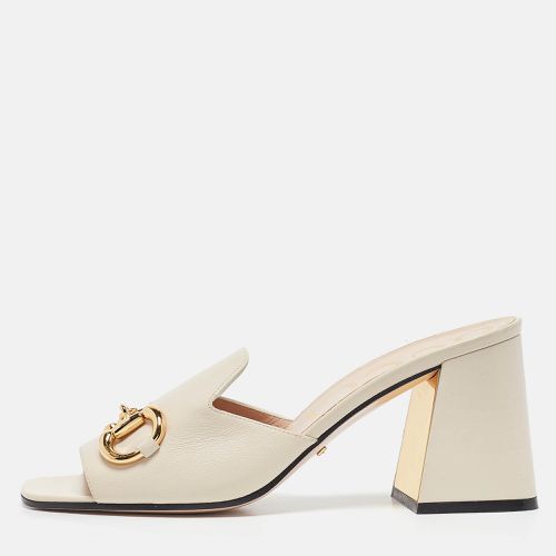 Gucci Cream Leather Horsebit Slide Sandals Size 39.5 - Gucci - Modalova