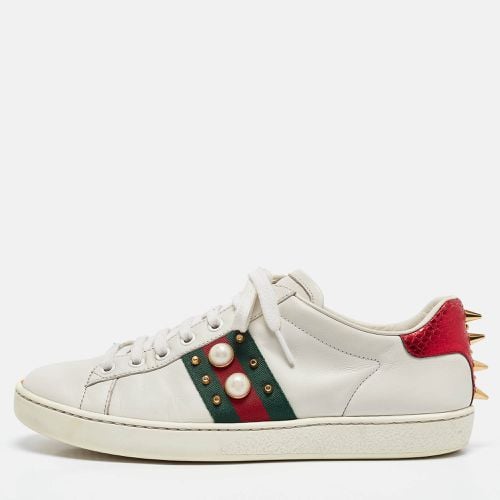 Gucci White Leather and Python Embossed Leather Ace Low Top Sneakers Size 37.5 - Gucci - Modalova