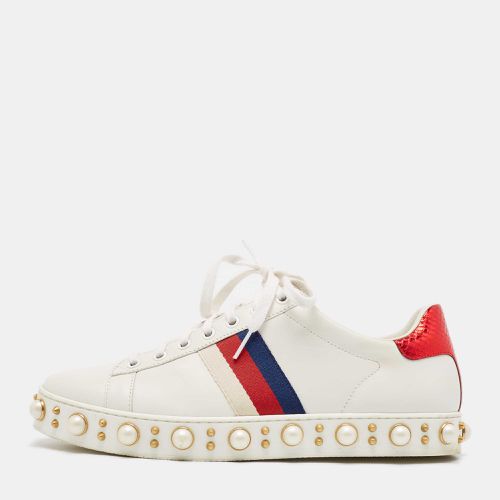 Leather Studded and Pearl Embellished Ace Sneakers Size 40 - Gucci - Modalova