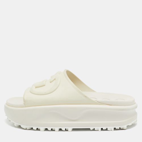 Gucci Cream Rubber GG Flat Sandals Size 36 - Gucci - Modalova