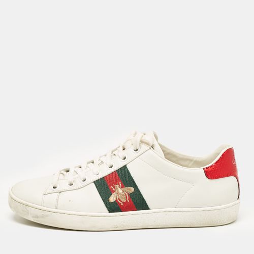 Gucci White Leather Bee Embroidered Web Ace Low Top Sneakers Size 37 - Gucci - Modalova