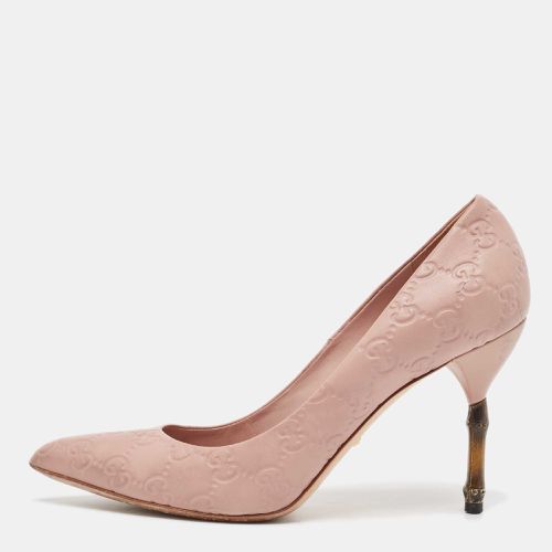 Pale ssima Leather Kristen Bamboo Heel Pointed Toe Pumps Size 38 - Gucci - Modalova