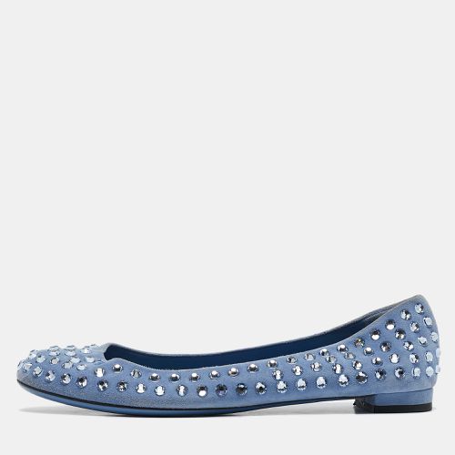 Gucci Blue Suede Crystal Studded Suede Ballet Flats Size 38 - Gucci - Modalova