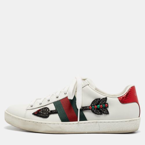 Gucci White Leather Arrow Ace Low Top Sneakers Size 35 - Gucci - Modalova