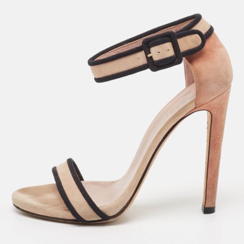 Gucci Beige/Black Suede Ankle Strap Sandals Size 38 - Gucci - Modalova