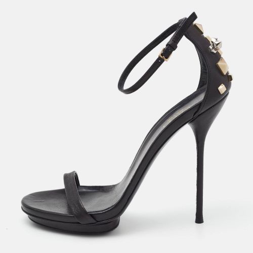 Gucci Black Leather Studded Ankle Strap Sandals Size 38 - Gucci - Modalova