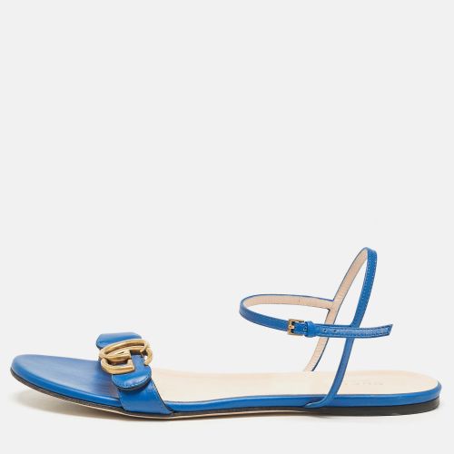 Gucci Blue Leather GG Marmont Flat Sandals Size 39.5 - Gucci - Modalova