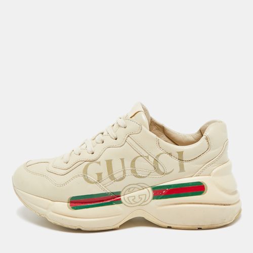 Gucci Cream Leather Rhyton Lace Up Sneakers Size 35.5 - Gucci - Modalova