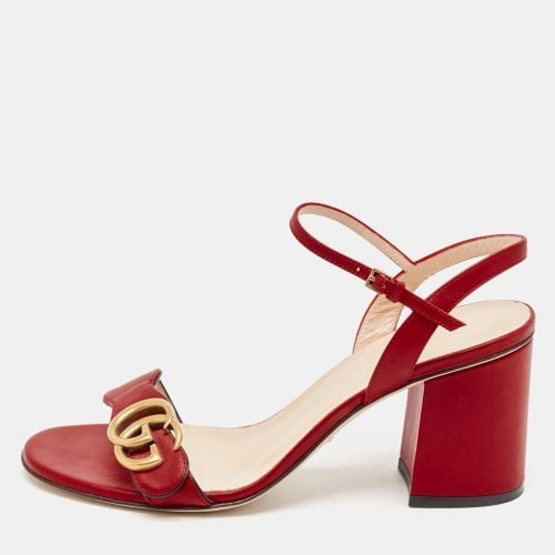 Gucci Red Leather GG Marmont Ankle Strap Sandals Size 37.5 - Gucci - Modalova