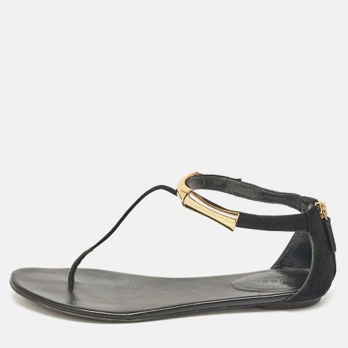 Gucci Black Suede Thong Flat Sandals Size 38.5 - Gucci - Modalova