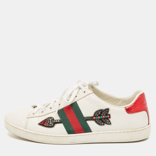 Gucci White Leather and Python Embossed Leather Ace Low Top Sneakers Size 38.5 - Gucci - Modalova