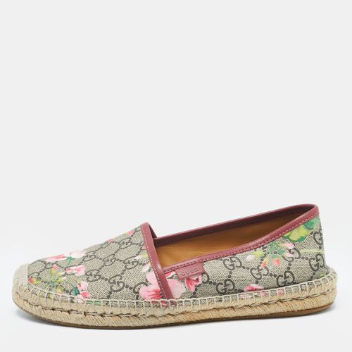 Gucci Beige Flora Print Coated Canvas and Leather Slip On Espadrilles Size 38 - Gucci - Modalova