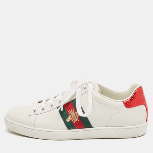 Gucci White Leather Ace Bee Embroidered Low Top Sneakers Size 37 - Gucci - Modalova