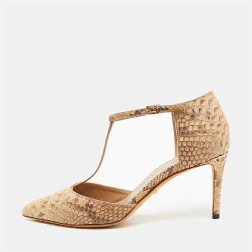 Gucci Beige/Brown Python Pointed Toe T-Strap Pumps Size 36.5 - Gucci - Modalova