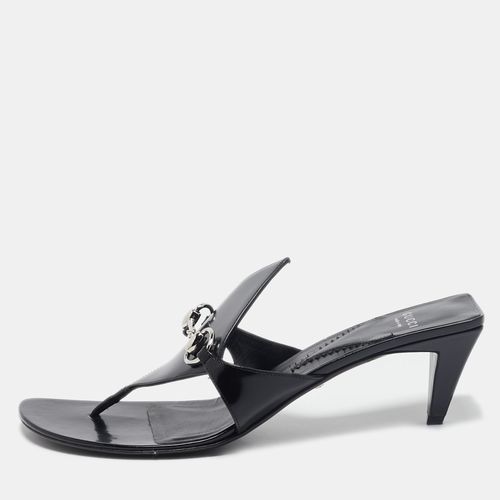 Gucci Black Leather Horsebit Block Heel Slide Sandals Size 42 - Gucci - Modalova