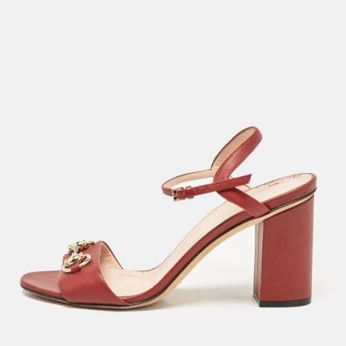 Gucci Red Leather Claudie Ankle Strap Sandals Size 38.5 - Gucci - Modalova