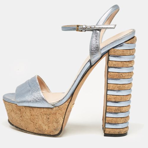 Gucci Blue Leather Claudie Ankle Strap Platform Sandals Size 37 - Gucci - Modalova