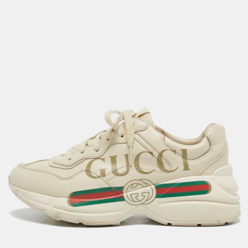 Gucci Cream Leather Rhyton Lace Up Sneakers Size 37.5 - Gucci - Modalova