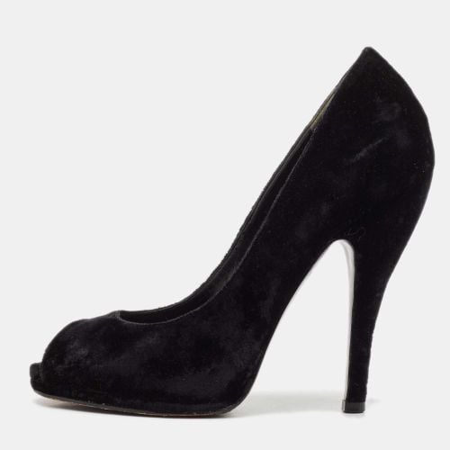 Velvet Peep Toe Pumps Size 36.5 - Gucci - Modalova