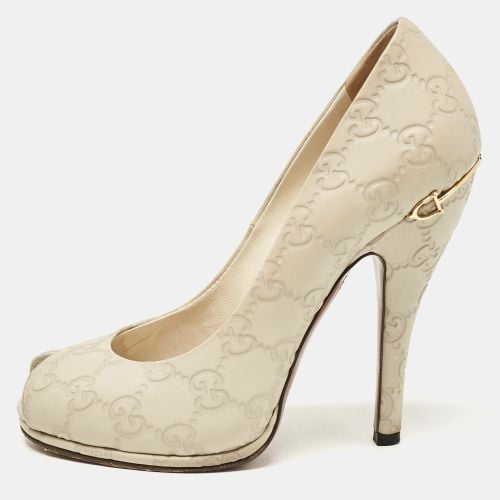 Gucci Cream Guccissima Leather Peep Toe Pumps Size 36.5 - Gucci - Modalova