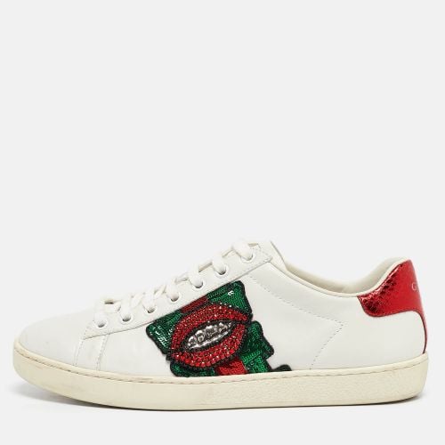 Gucci White Leather Lip Ace Low Top Sneakers Size 36.5 - Gucci - Modalova