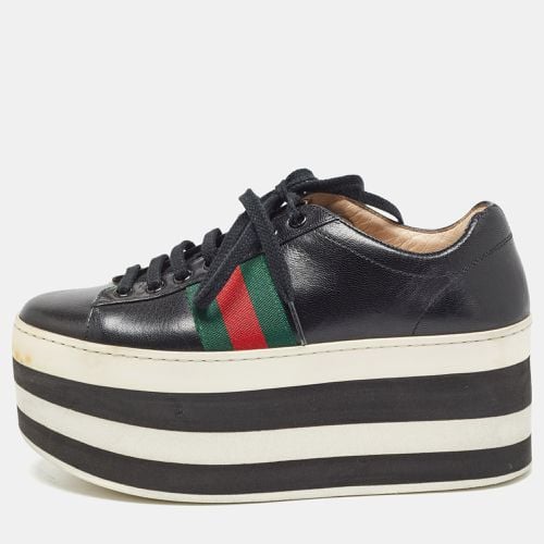 Gucci Black Leather Web Peggy Platform Sneakers Size 36 - Gucci - Modalova