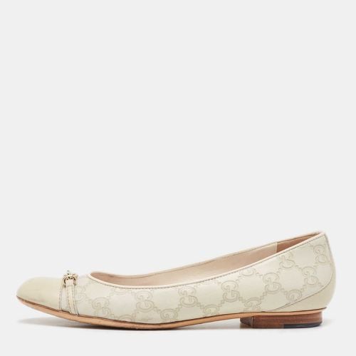 Gucci Cream Monogram Leather Cap Toe Ballet Flats Size 38 - Gucci - Modalova