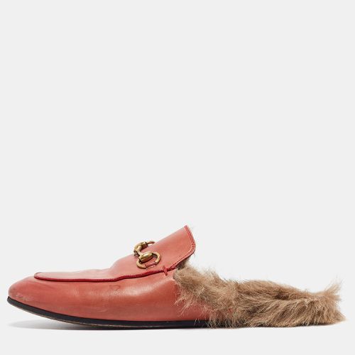 Gucci Pink Leather Princetown Flat Mules Size 37 - Gucci - Modalova