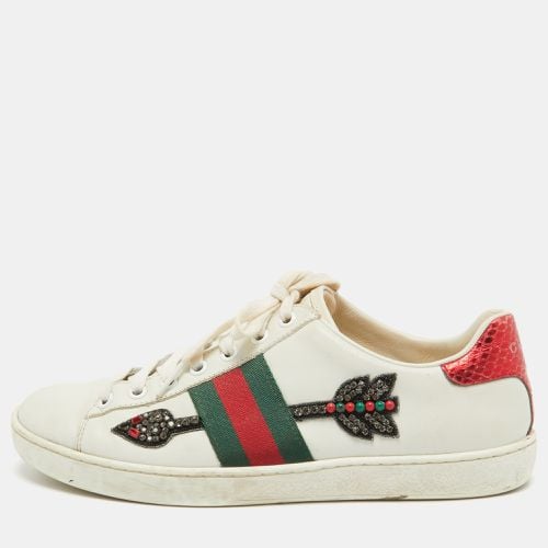 Gucci White Leather Embellished Arrow Ace Sneakers Size 37 - Gucci - Modalova