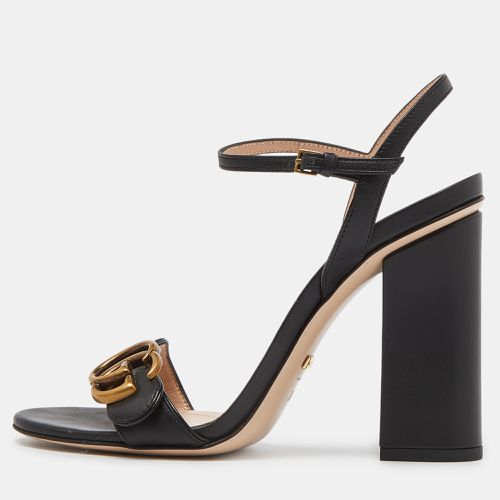 Gucci Black Leather GG Marmont Block Heel Ankle Strap Sandals Size 36 - Gucci - Modalova