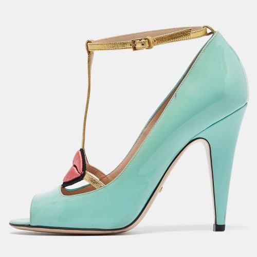 Gucci Blue Patent Molina Ankle Strap Pumps Size 37 - Gucci - Modalova