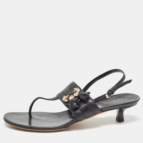 Gucci Black Leather Thong Slingback Sandals Size 38.5 - Gucci - Modalova