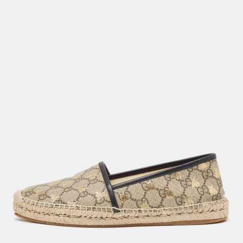 Beige/ GG Supreme Canvas Bee Print Espadrille Flats Size 39 - Gucci - Modalova