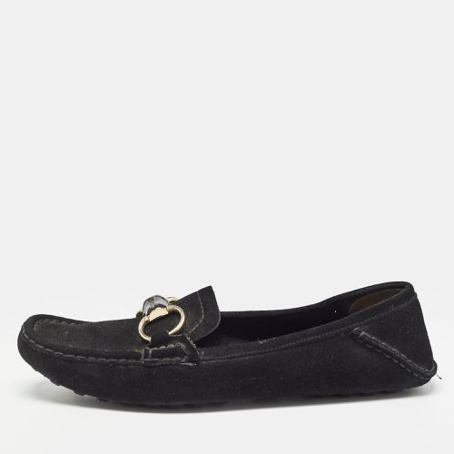 Gucci Black Suede Bamboo Horsebit Loafers Size 39 - Gucci - Modalova