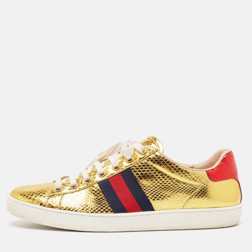 Gucci Gold Embossed Snakeskin Ace Sneakers Size 39 - Gucci - Modalova