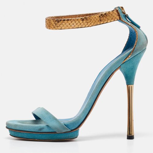 Gucci Blue Suede Kelis Ankle Strap Sandals Size 38 - Gucci - Modalova